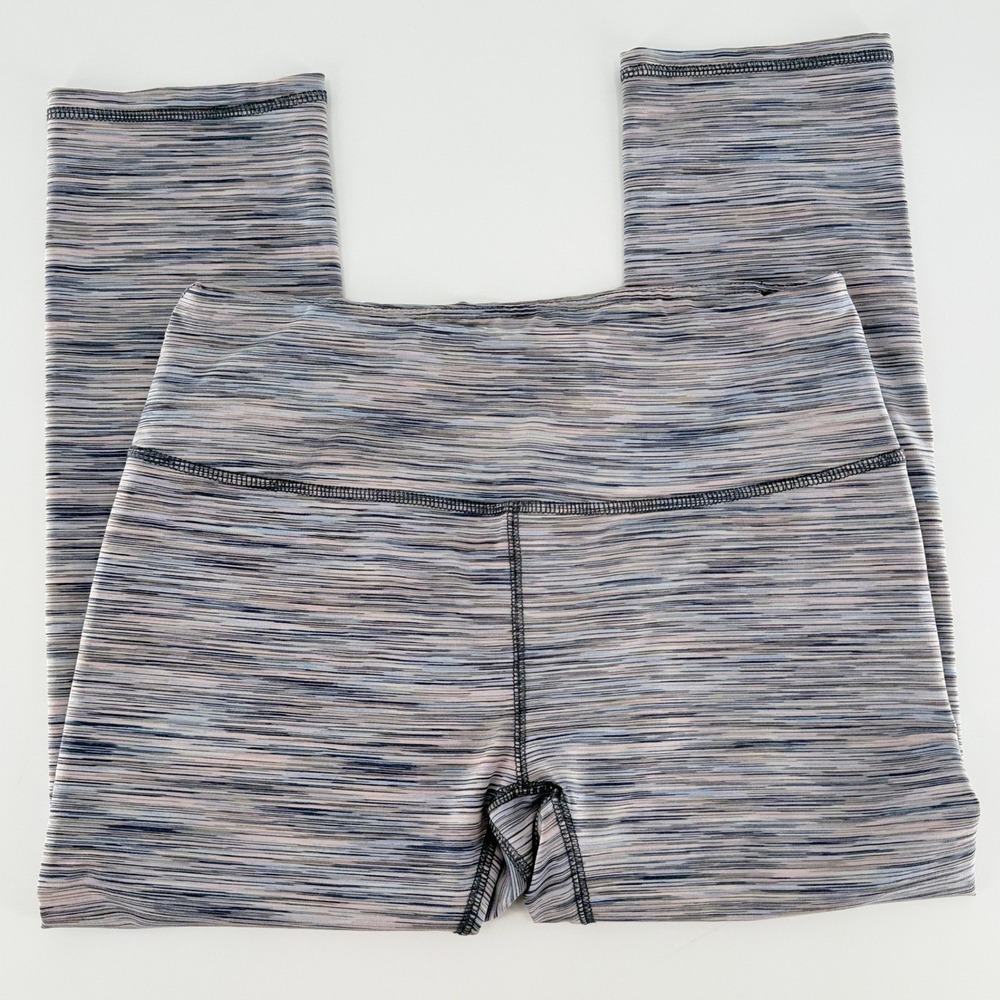 RBX LIVE LIFE ACTIVE Space Dye High Waisted Cropped Leggings Blue Grey Pink M